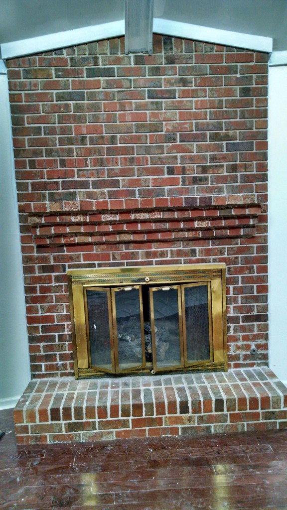 whitewashing brick fireplace