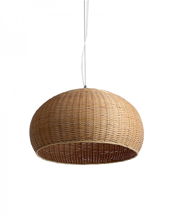 Rustic Style Pendant Light with Bamboo Weaved Ball Shade