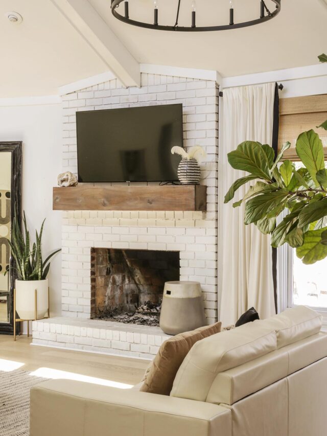 DIY Wood Beam Fireplace Mantel for $30