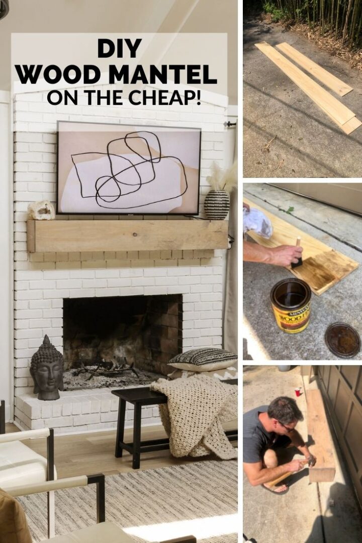 Wood Beam Mantel DIY For Under $30- Fireplace Makeover