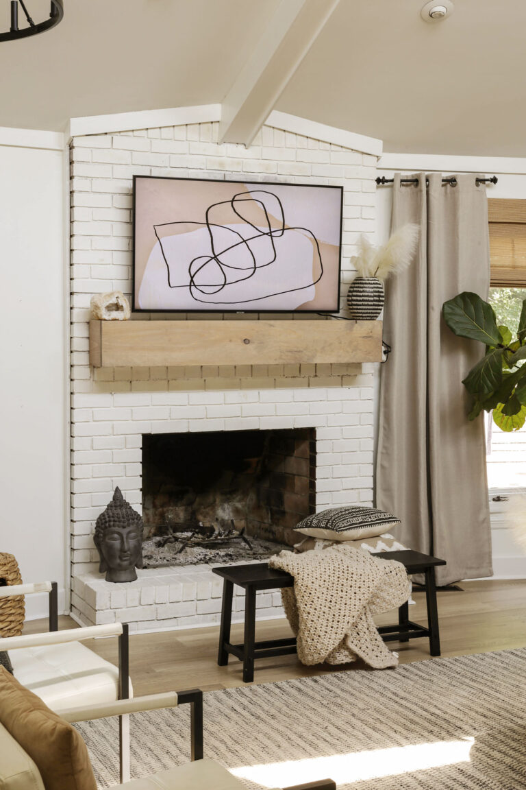 Wood Beam Mantel DIY For Under $30- Fireplace Makeover