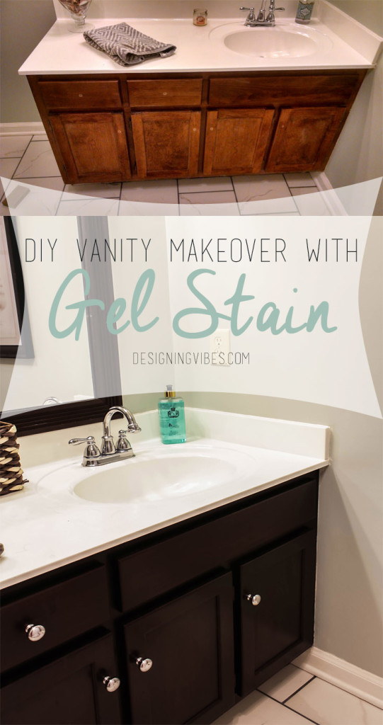 Transforming Bathroom Vanity With Gel Stain Java - Under Sink Bathroom Cabinet Wood Stain