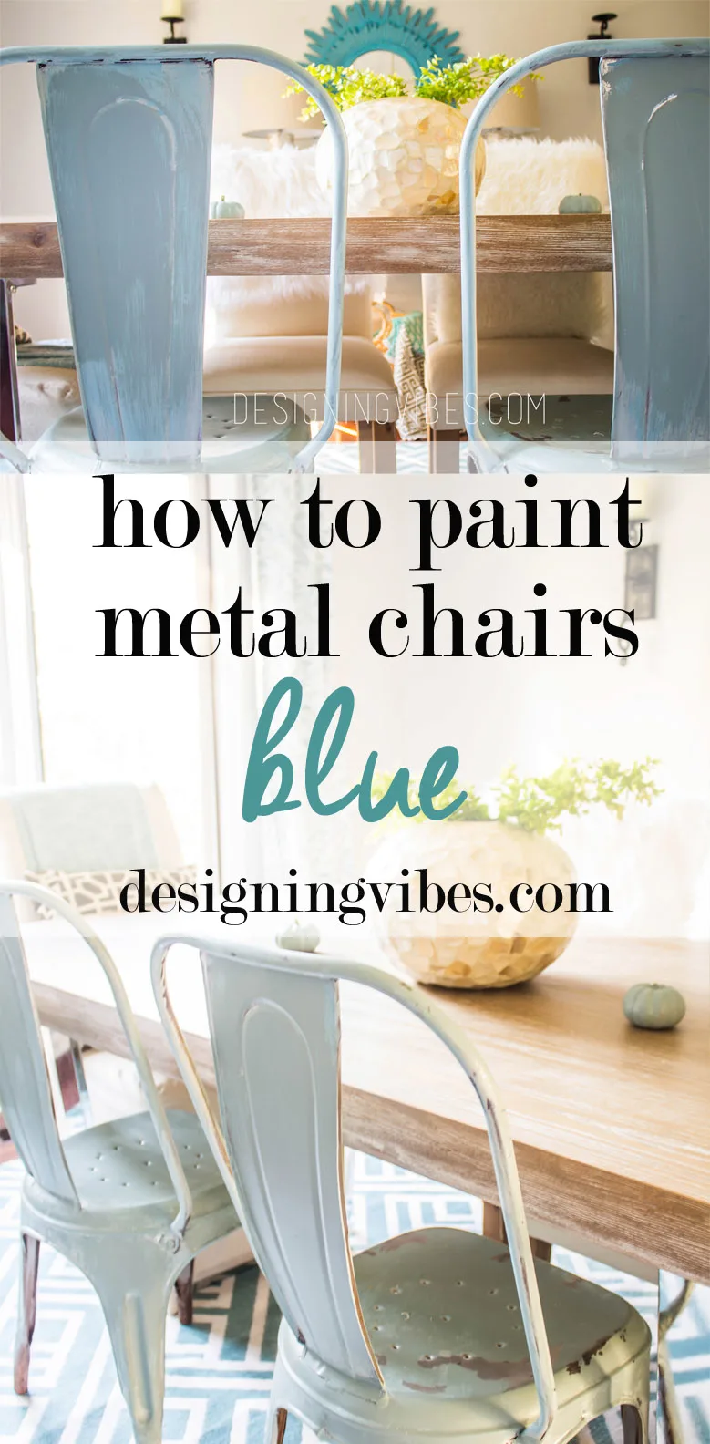 how to paint metal chairs blue