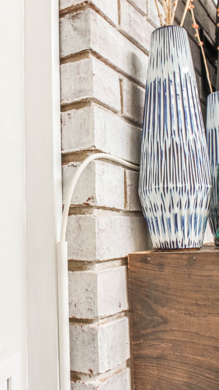 How to Mount a TV Over a Brick Fireplace (and Hide the Wires) - Designing Vibes - Interior ...