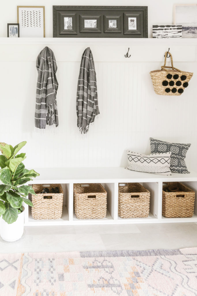 diy storage bench for shoes in mudroom
