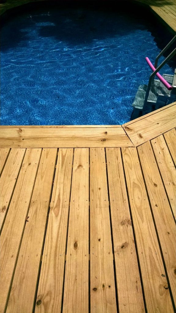 How To Make An Above Ground Pool Look, Wood Deck Around Intex Pool