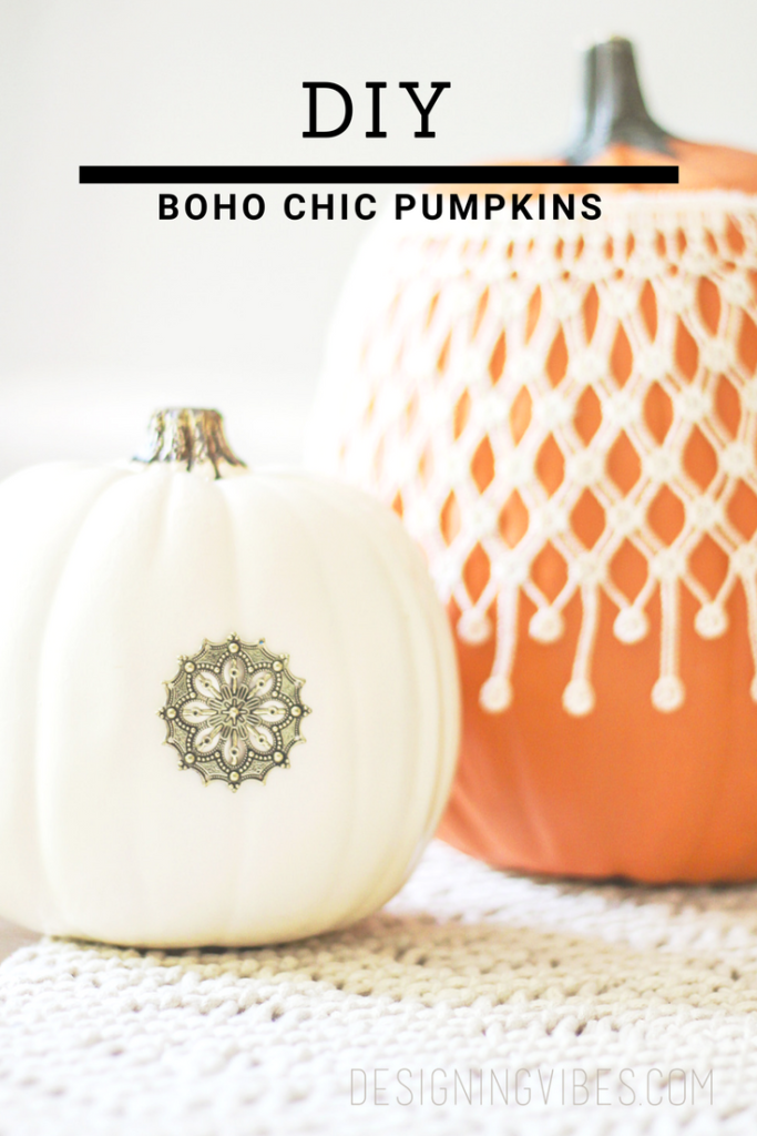 super easy boho chic pumpkins DIY. boho modern fall decor ideas