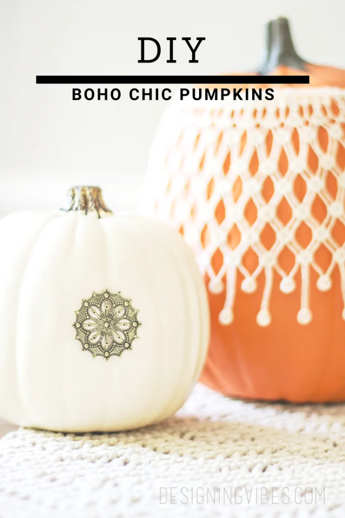 super easy boho chic pumpkins DIY. boho modern fall decor ideas
