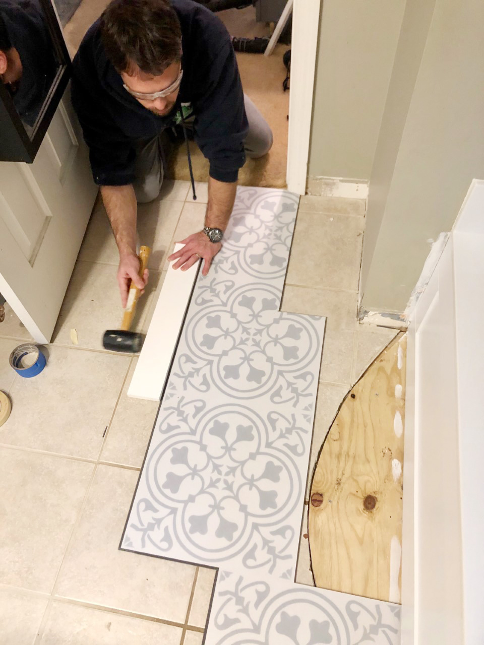 Lvt Flooring Over Existing Tile The, How To Tile A Bathroom Floor Over Plywood