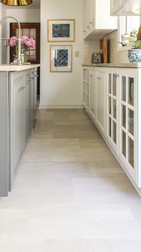 Lvt Flooring Over Existing Tile The, Should Vinyl Flooring Go Under Kitchen Cabinets