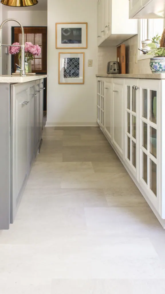 Lvt Flooring Over Existing Tile The, Can Vinyl Flooring Go Under Kitchen Cabinets