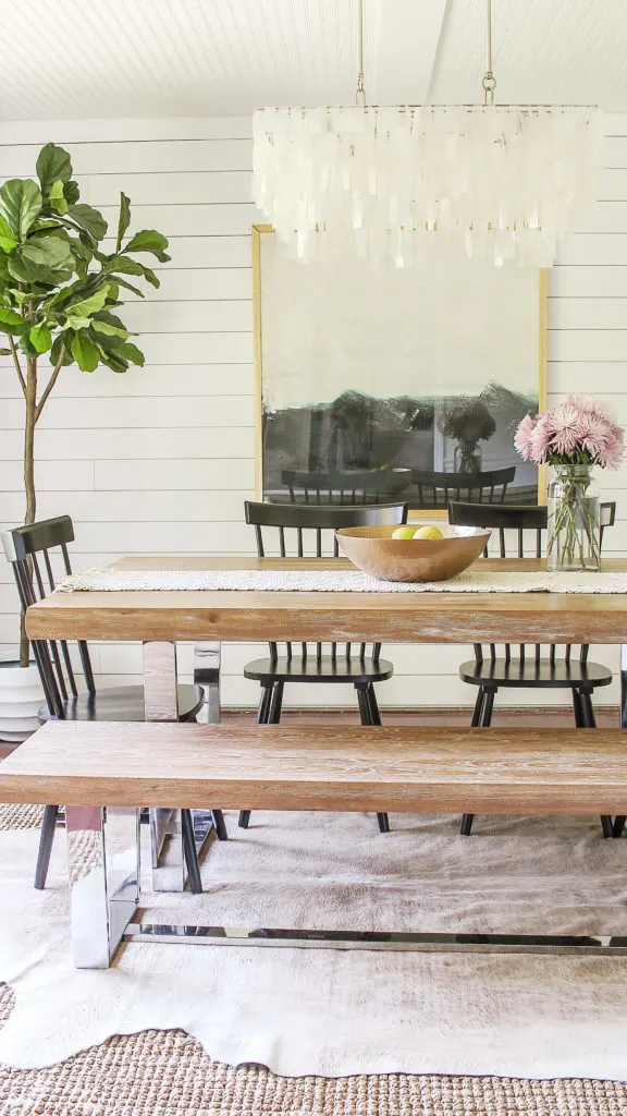 modern farmhouse dining room reveal. coastal glam decor ideas.