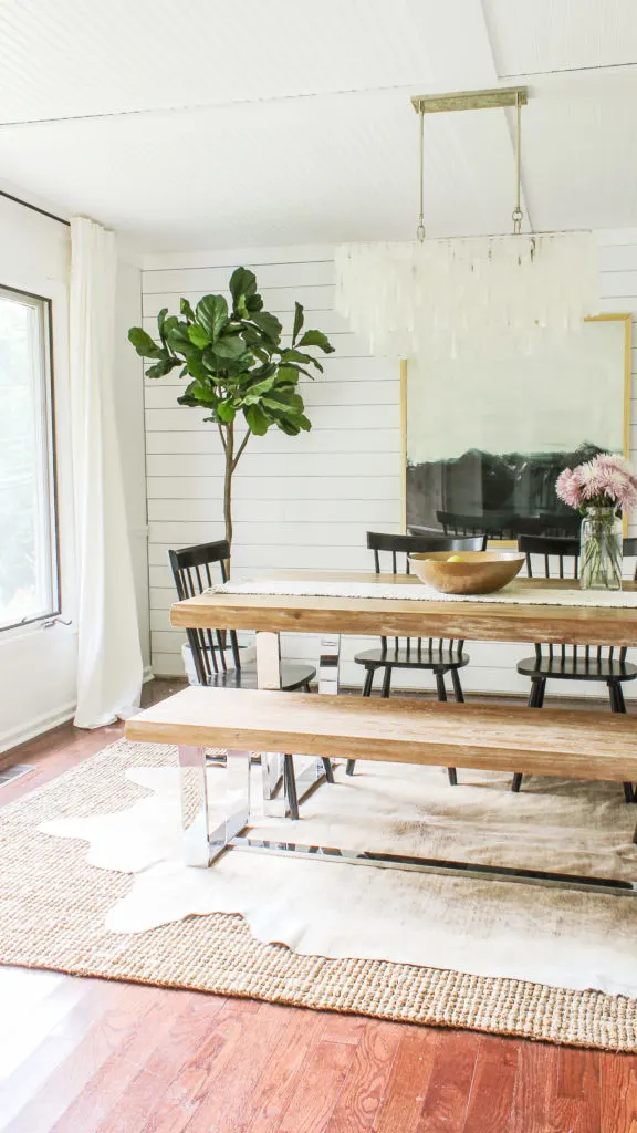 modern glam farmhouse dining room on a budget