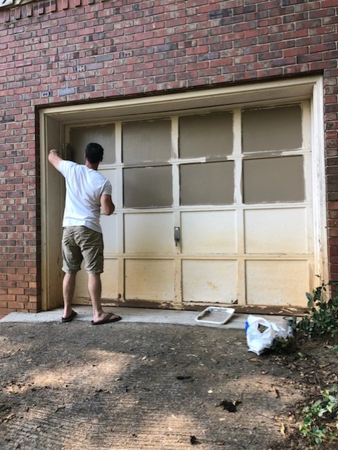 how to paint over chipped wood garage door