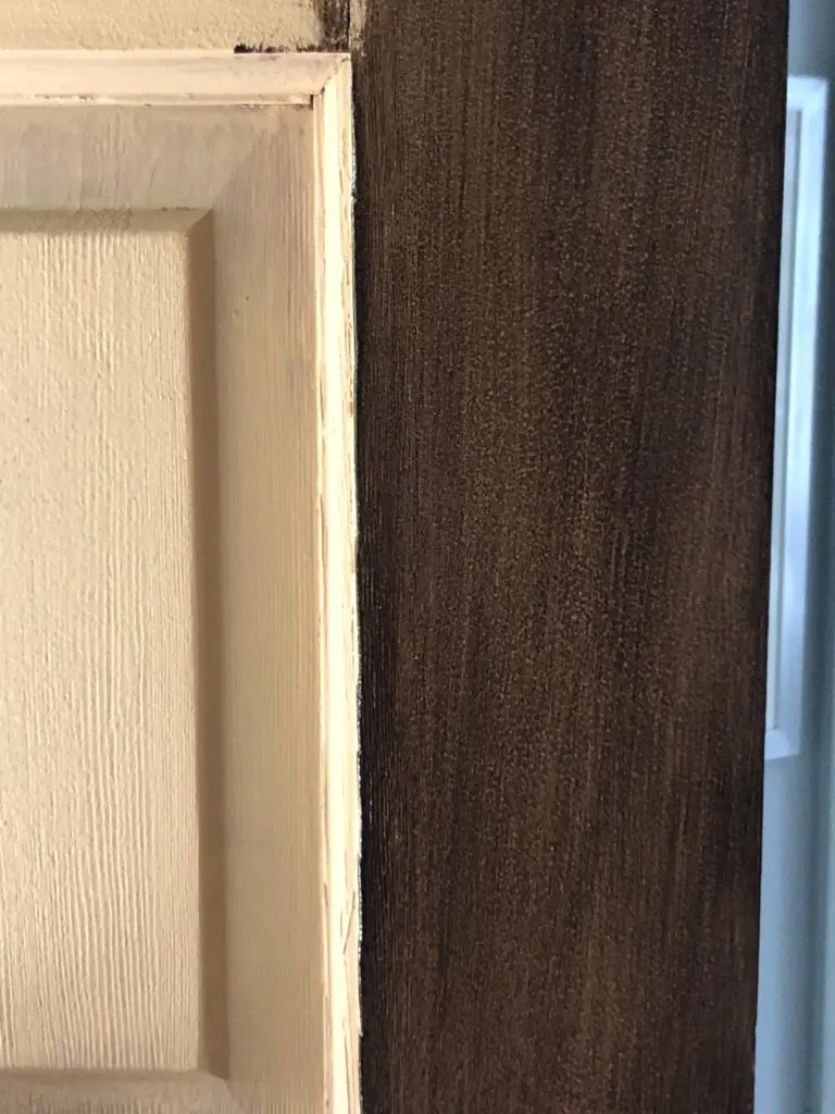 gel stain on painted front door makeover
