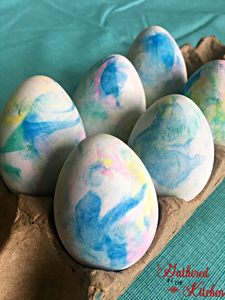 tie dye easter eggs with shaving cream