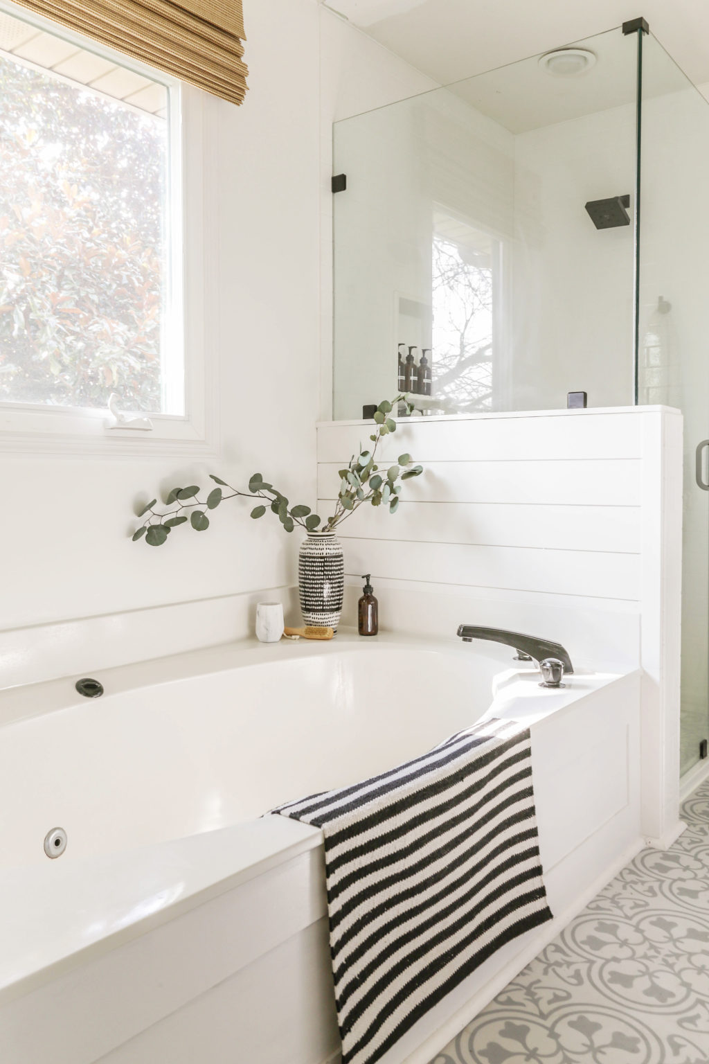 Reveal: Boho Farmhouse Master Bathroom Remodel with Decor Sources