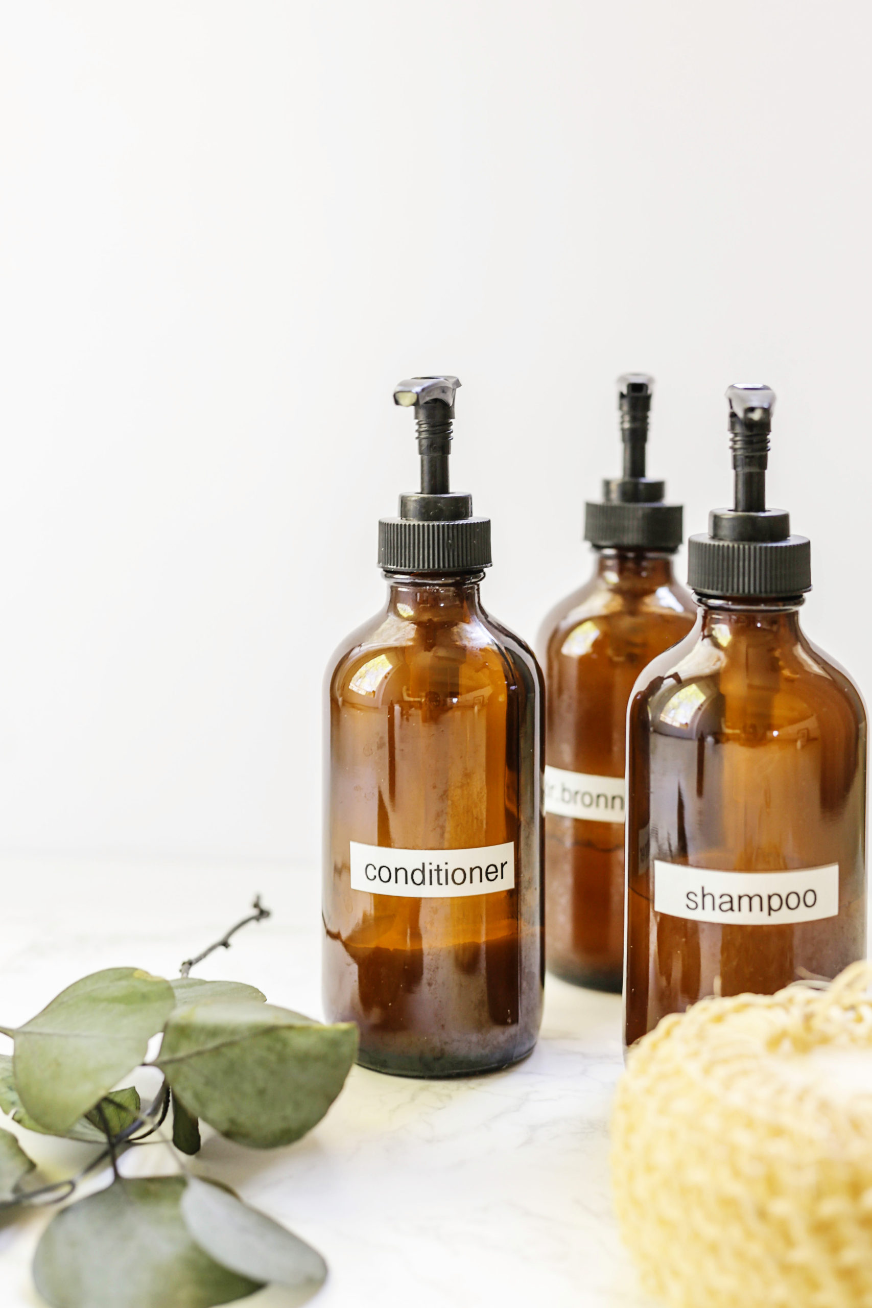 DIY Glass Shampoo Bottles with Personalized Labels