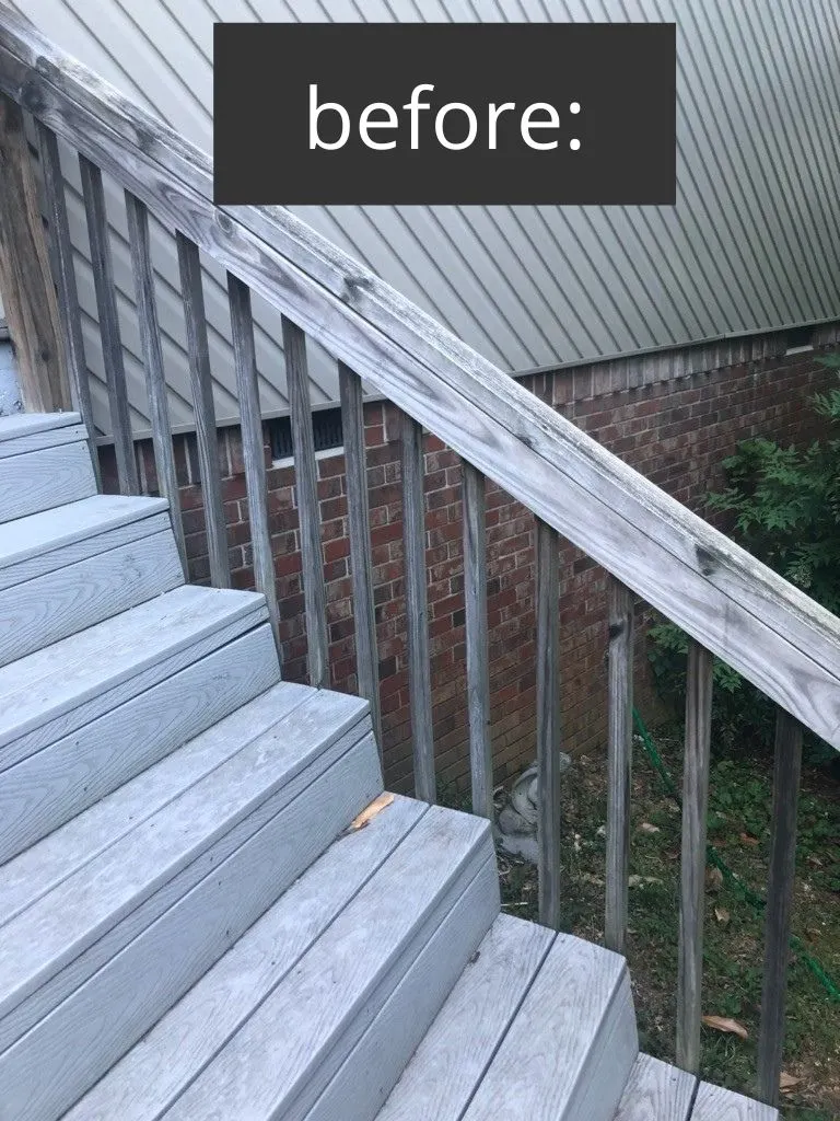 deck makeover with gel stain on stair rail ideas