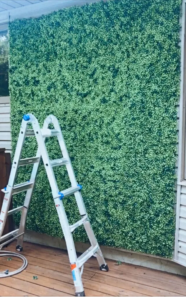 diy selfie hedge wall with faux boxwood