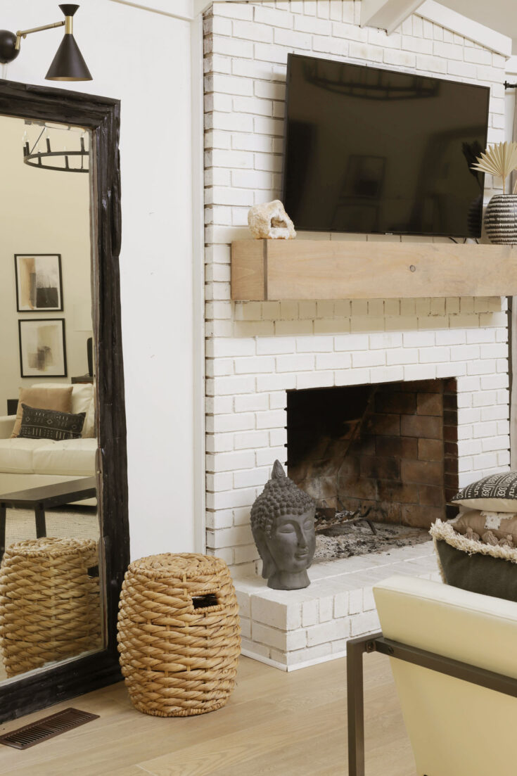 Wood Beam Mantel DIY For Under $30- Fireplace Makeover