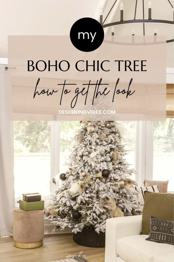 flocked boho christmas tree with pampas stems