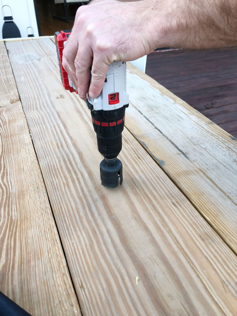how to build an outdoor table with an umbrella hole