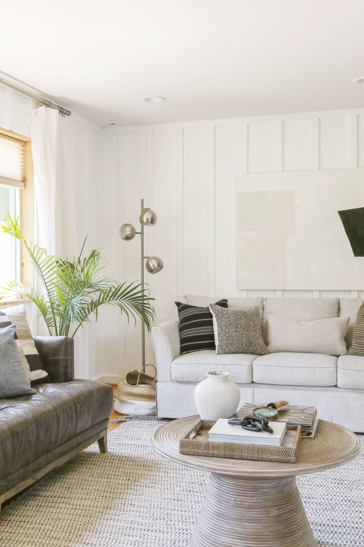 Boho Modern Living Room Reveal - Minimalist Neutral Bohemian Decorating