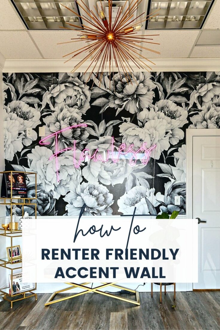 Tempory Decor Blogger Renter Renter Friendly Accent Wall with Temporary Wallpaper - Peel and Stick It