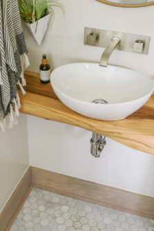 Rustic Modern Bathroom Vanity in Small Powder Room - Floating Vanity Ideas