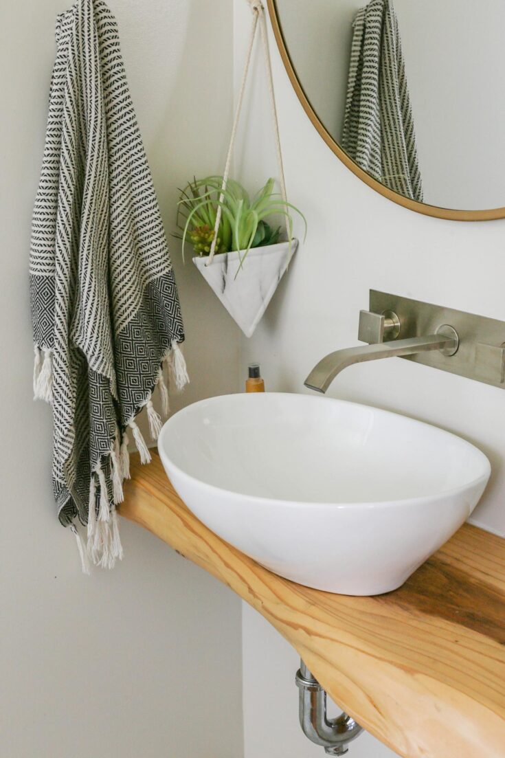 Rustic Modern Bathroom Vanity in Small Powder Room Floating Vanity Ideas