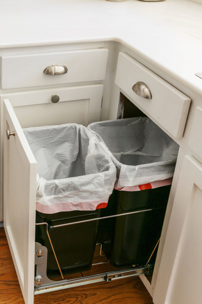 diy trash can storage with pull out cabinet drawer easy