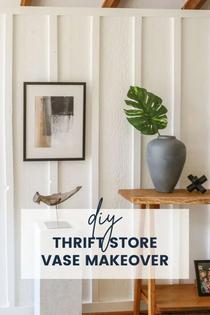 cheap glass vase makeover with textured paint diy