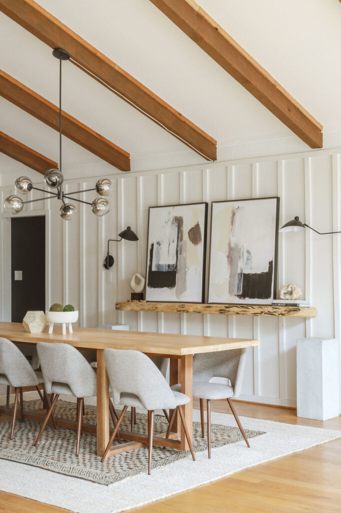 modern organic farmhouse dining room with neutral decor