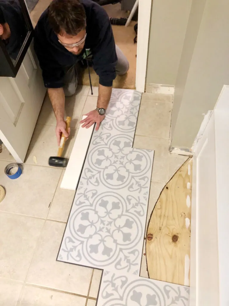 installing luxury vinyl tiles in bathroom