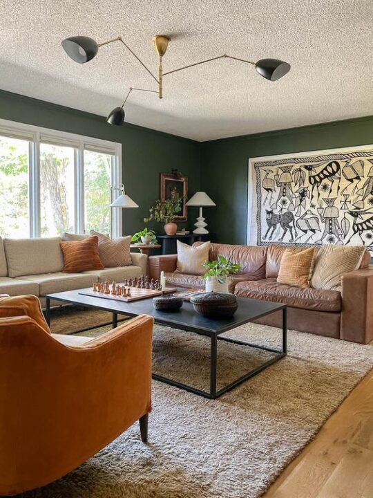 What is the best wall color for a living room with brown furniture?