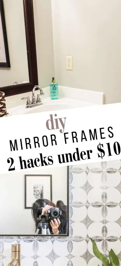 cheap and easy diy frame for a builder-grade bathroom mirror