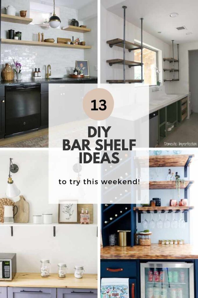 diy open shelving ideas for a home wet bar