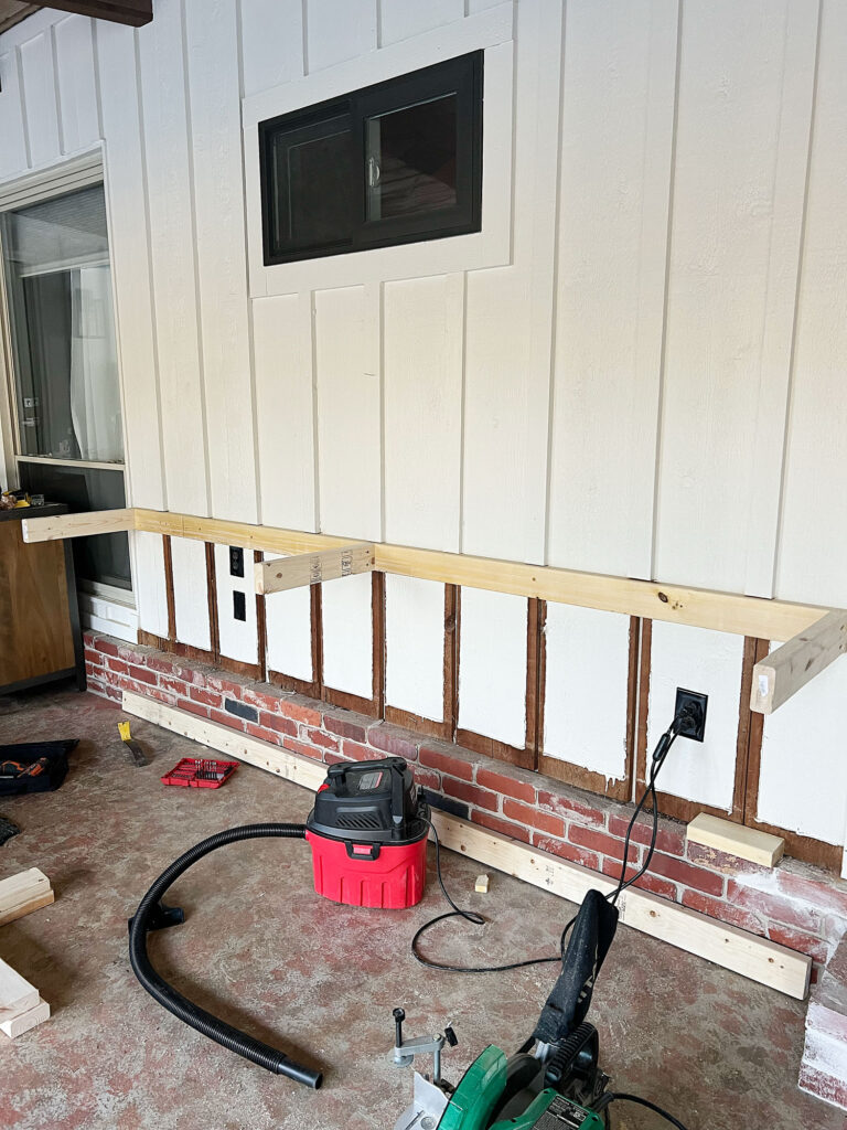 diy wood frame for outdoor kitchen build