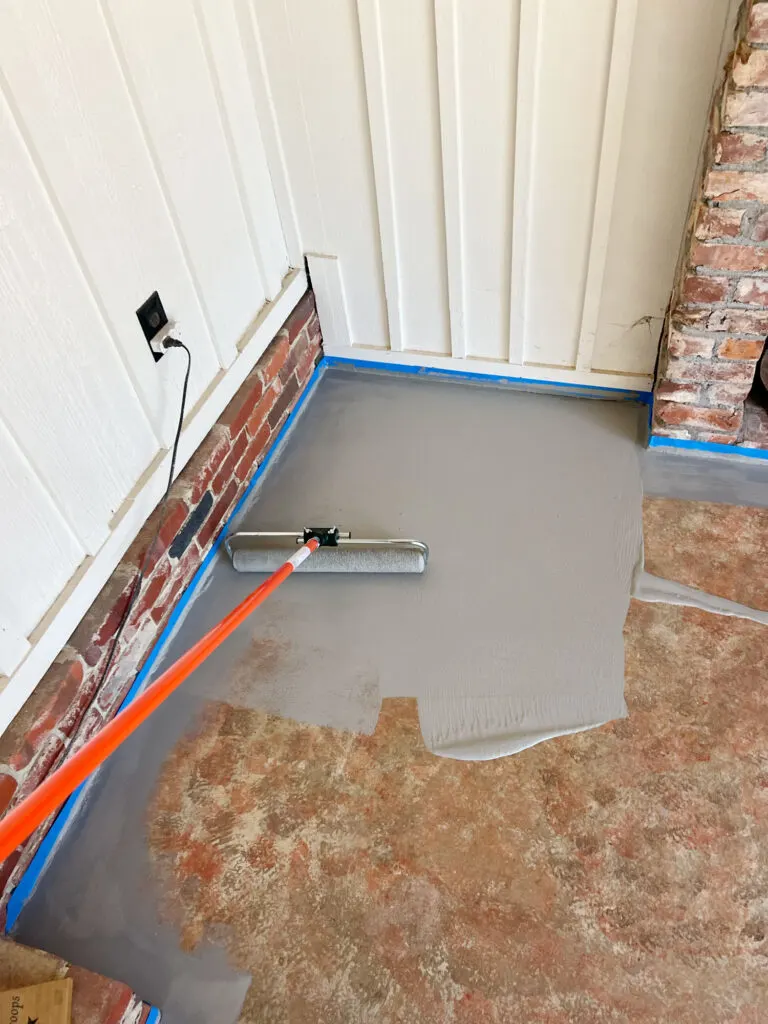 diy painted concrete floors with a roller