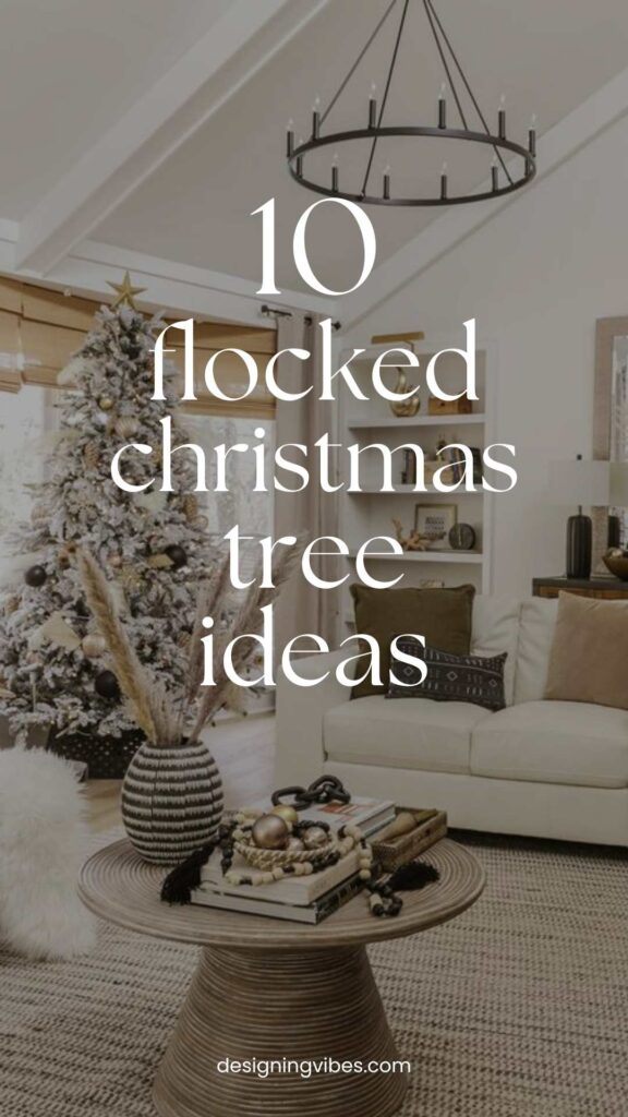 modern boho flocked tree in neutral white living room