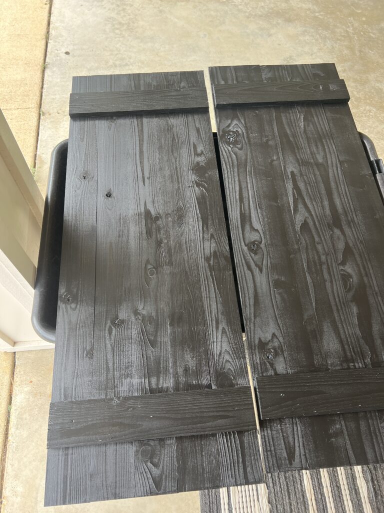waiting for paint to dry on the diy shutters