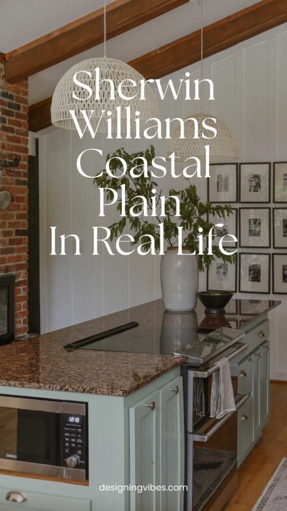 cottage kitchen cabinets painted in Coastal Plain by Sherwin Williams 