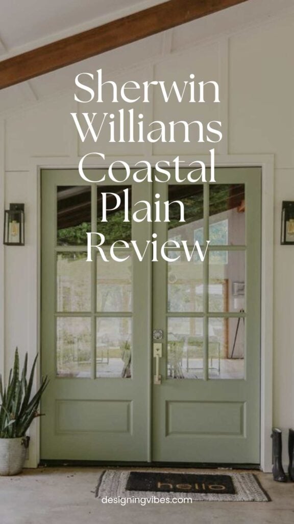 Coastal Plain by Sherwin Williams paint color on front exterior doors of white cottage