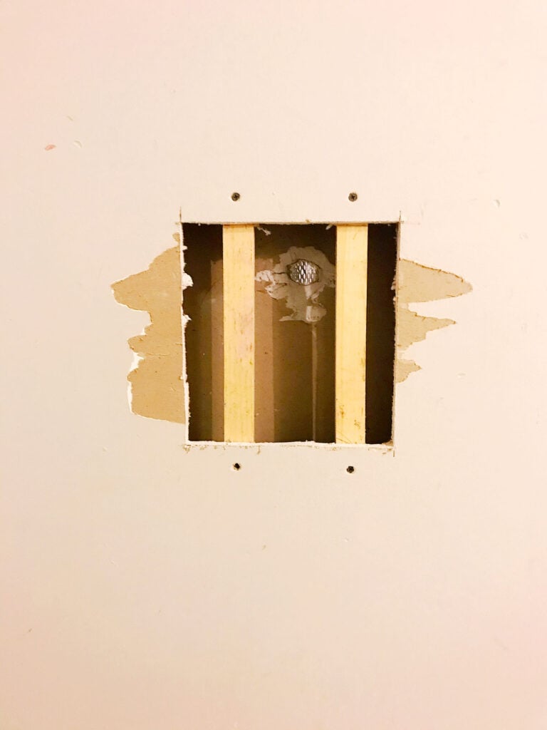 using drywall screws to install support for patch