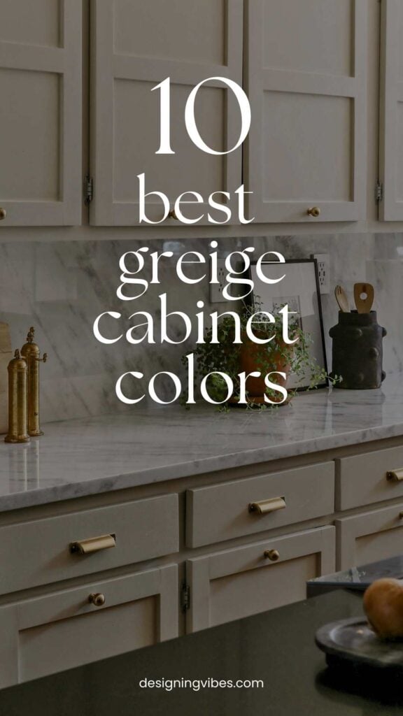 modern organic kitchen with cabinets painted greige with brass hardware