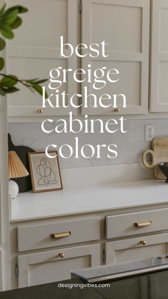 kitchen cabinets painted in greige color called natural cream by benjamin moore with marble backsplash and brass hardware