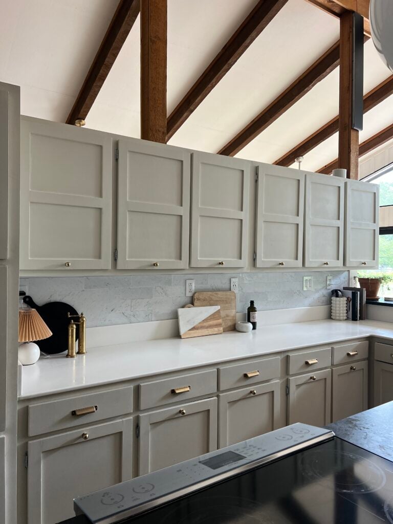 my kitchen showing how my peel and stick tiles are holding up after one year of use