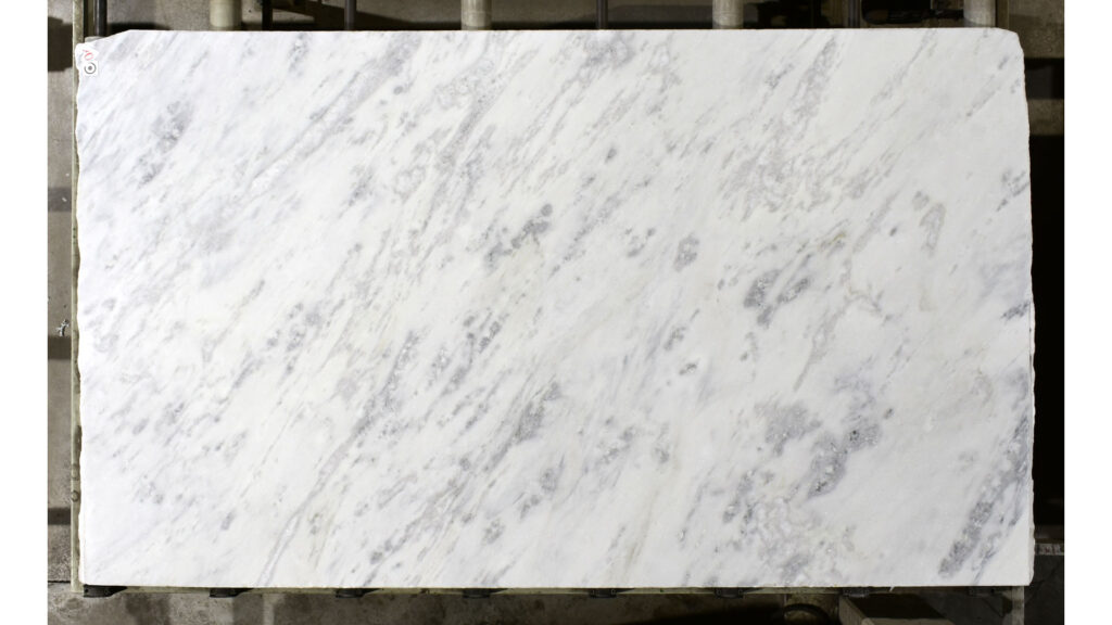 slab of Blanco Cachoeiro marble at fabricator