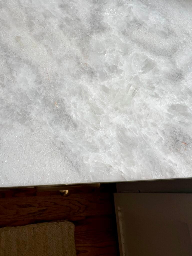 close up view of marble countertops showing the details of the minerals and stone